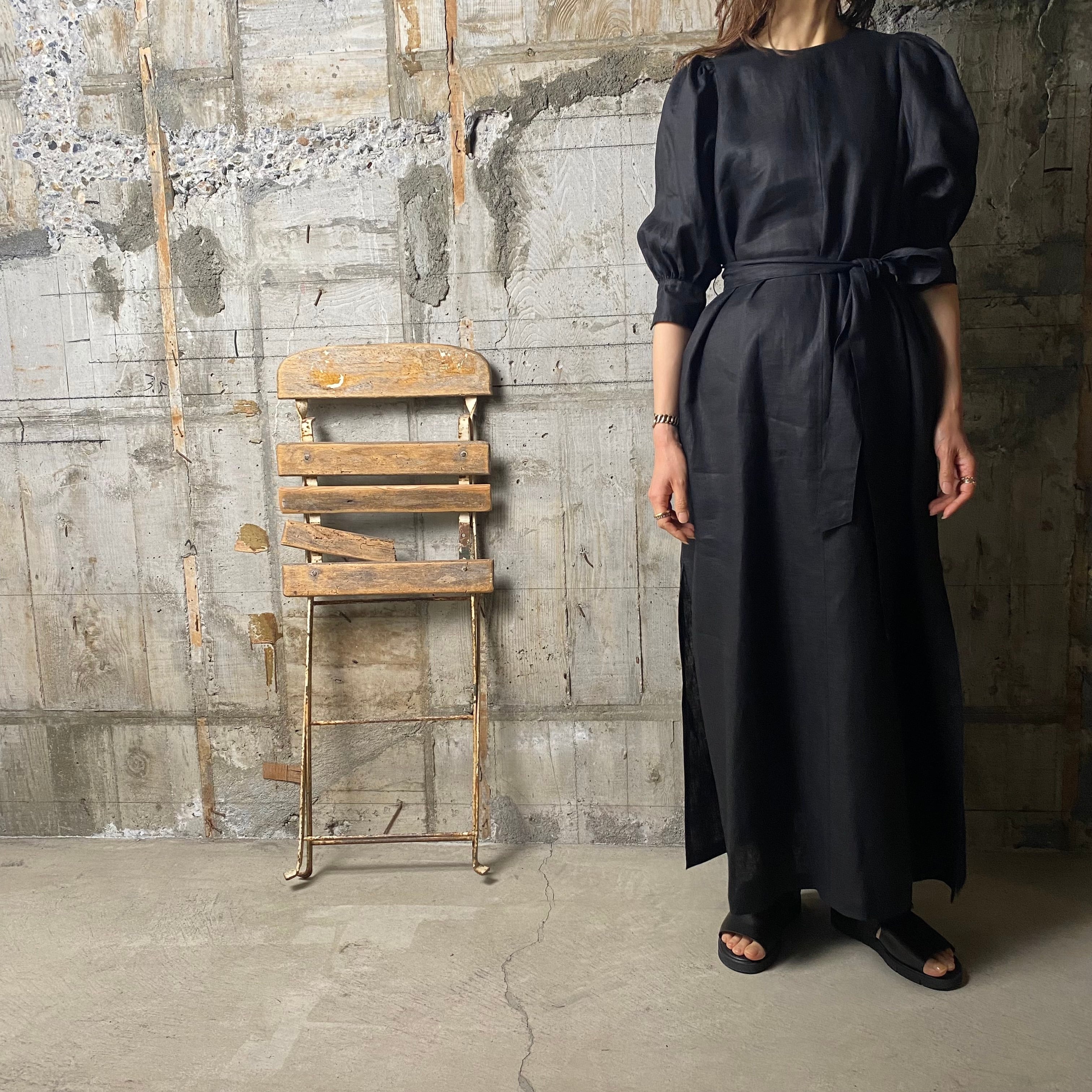 【新品】HYKE LINEN MAXI DRESS サイズ1 OATMEAL