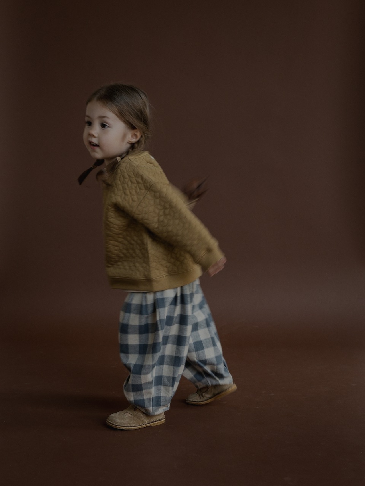 ORGANIC ZOO Fog Blue Gingham Lodge Pants