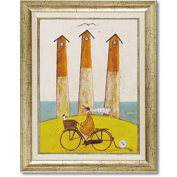 サムトフト「海辺のサイクリング」Ｍサイズ ゲル加工アート アートフレーム 絵画 インテリア
