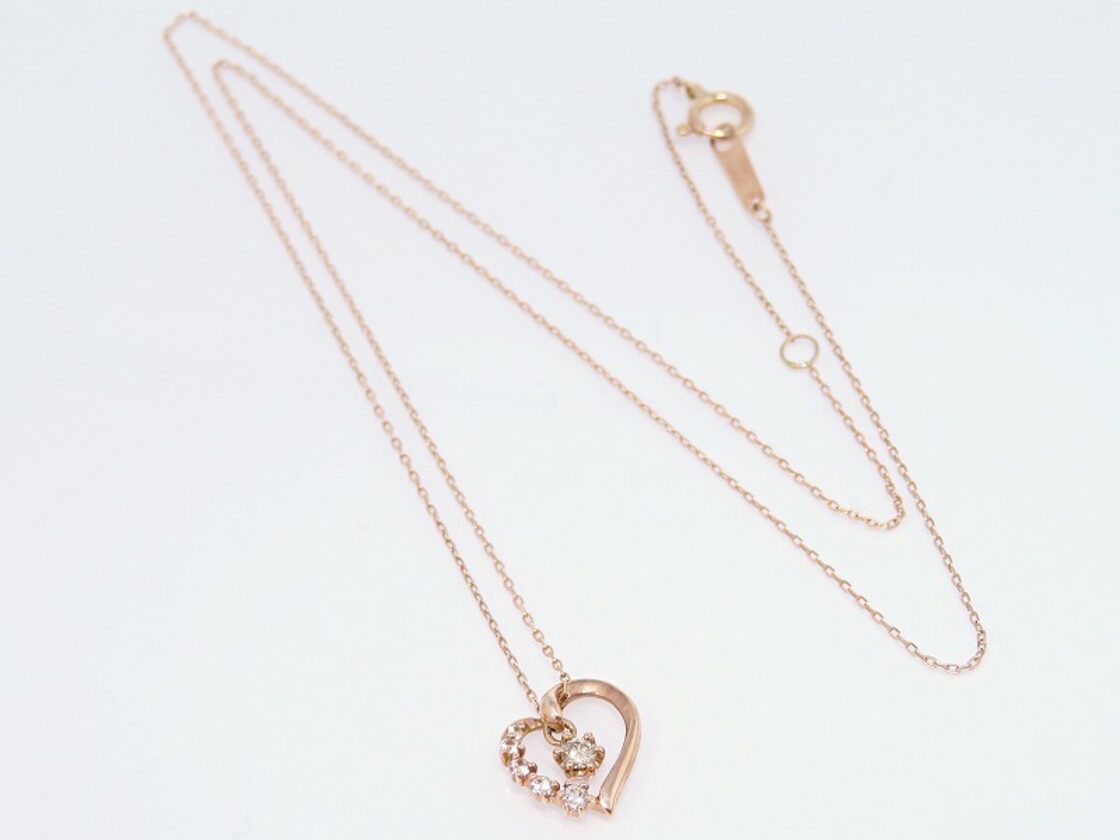 Canal 4℃ カナルヨンドシー K10PG ハート ダイヤモンド ネックレス 