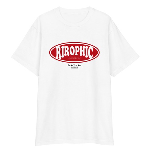 RIROPHIC ロゴTシャツ シンプル ストリート カジュアル ユニセックス ヘビーウェイト 半袖Tシャツ カラー white