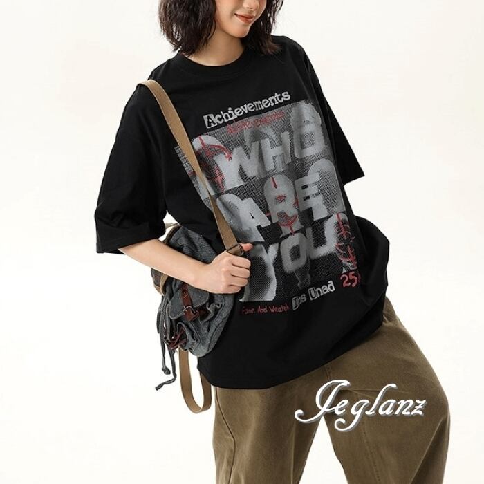 2色 ヴィンテージ ロゴ プリント 半袖 Tシャツ ユニセックス ♪(MC486)ρ