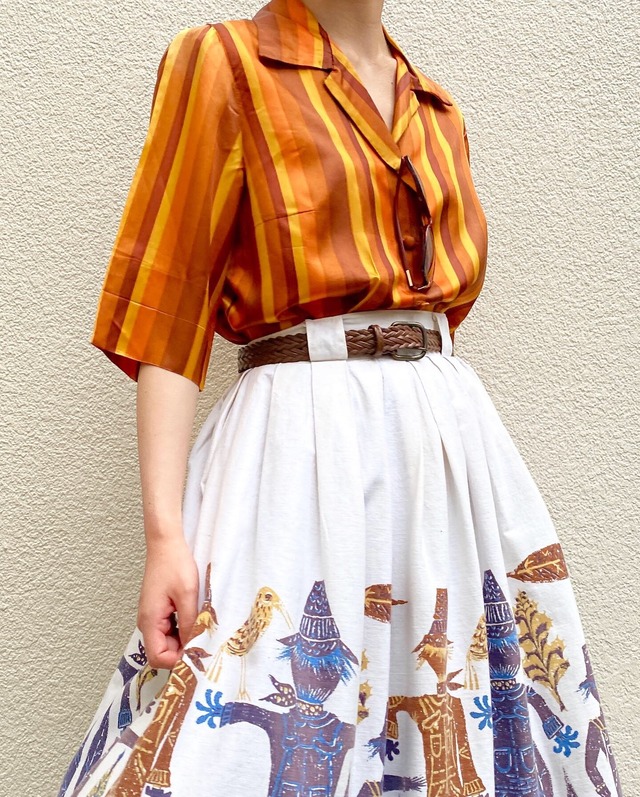 Vintage 60's brown stripe blouse