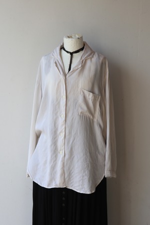 Euro open collar stripe silk pajama shirt