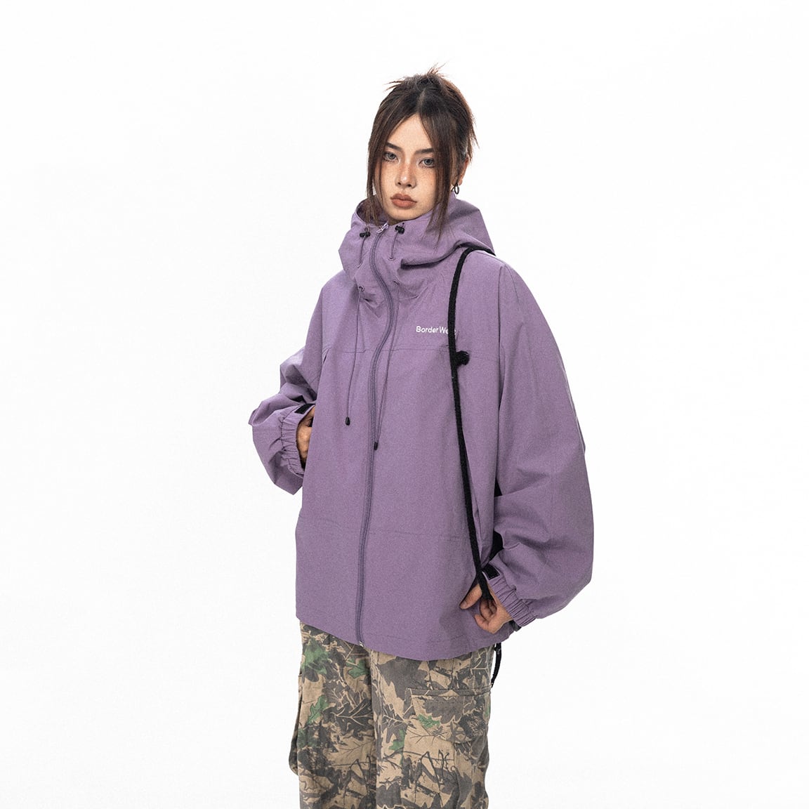 BLACKBB紫色アウトドア防水ウィンドブレーカー