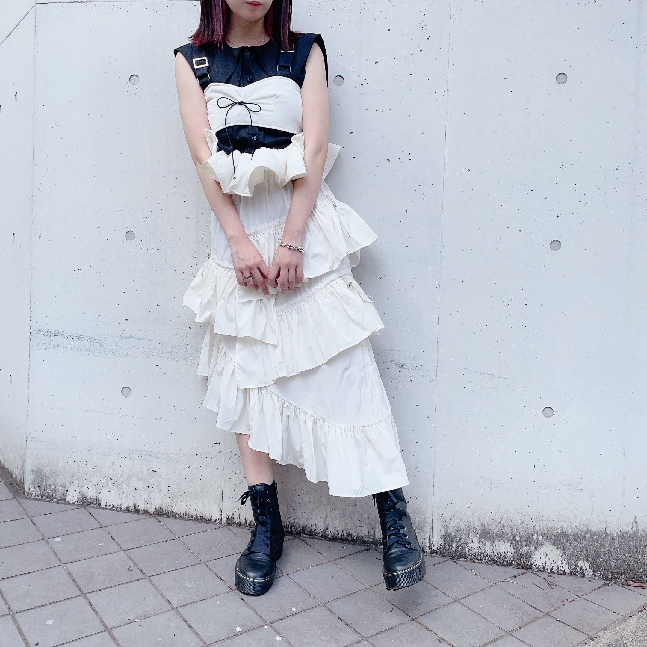 ナイロンギャザーフリルロングスカート | lilLilly official webstore