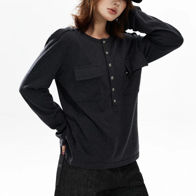 double-pocket front-button tee　ダブルポケットフロントボタンティー　J2124