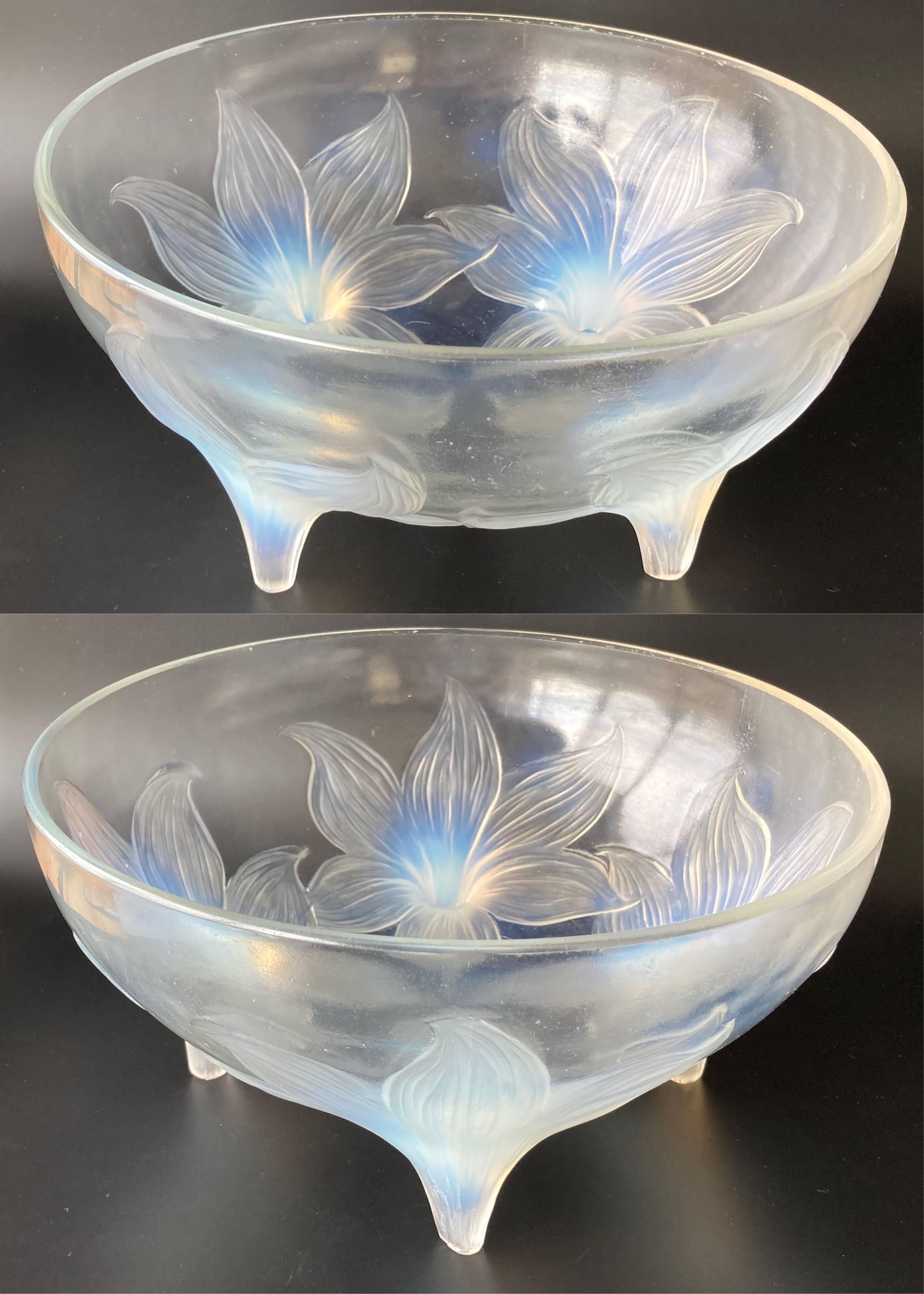 R.LALIQUE ルネ・ラリック「LYS」リス 百合 脚付硝子鉢 ボウル