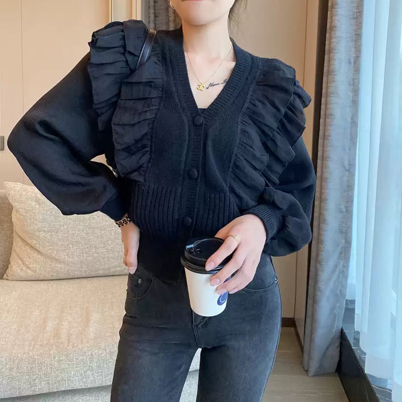 フリル ニット カーディガン 246324 | ladevie