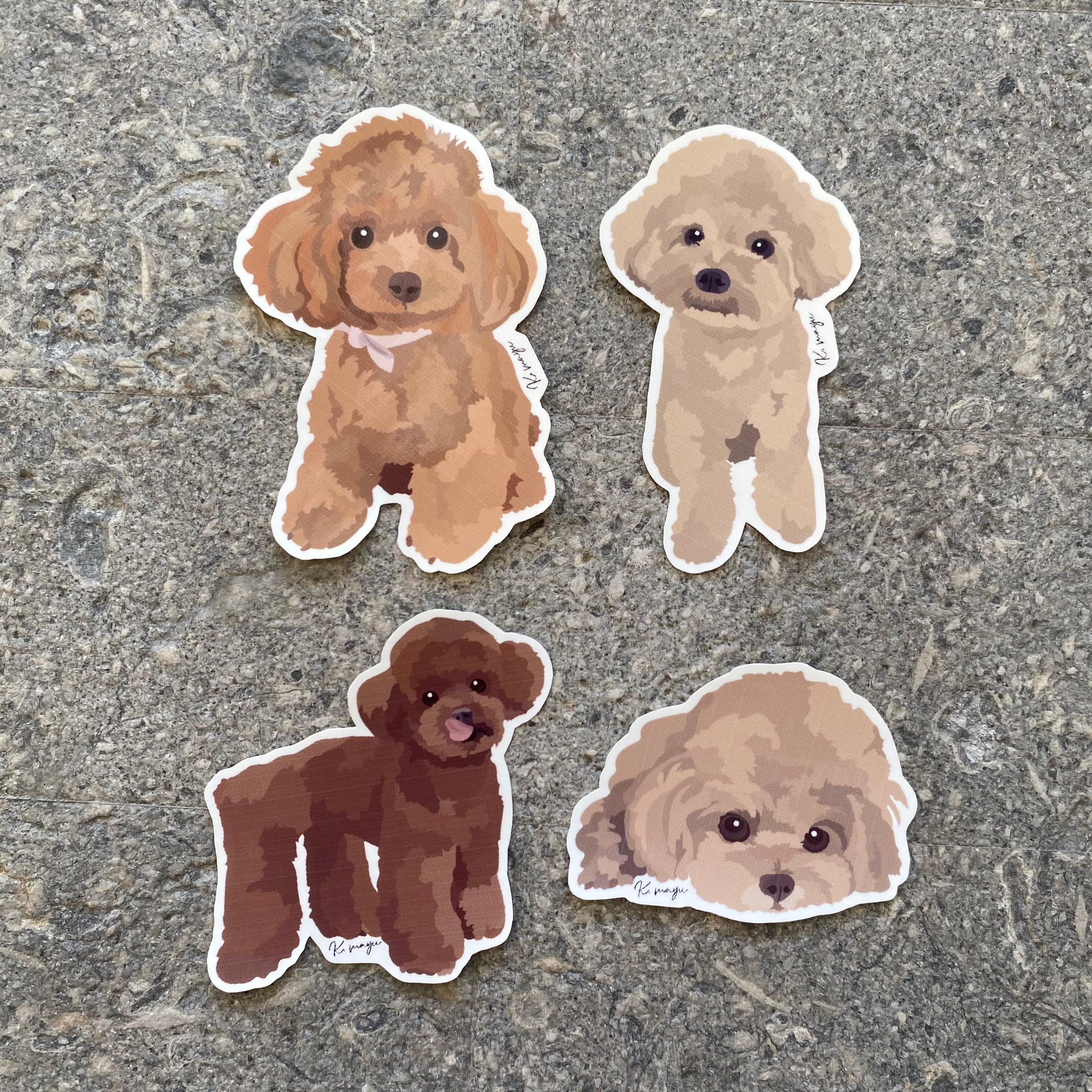 プードル イラスト ステッカー 耐水】TOYPOODLE STICKERS / トイプードル ステッカー 4枚入 | Pay ID