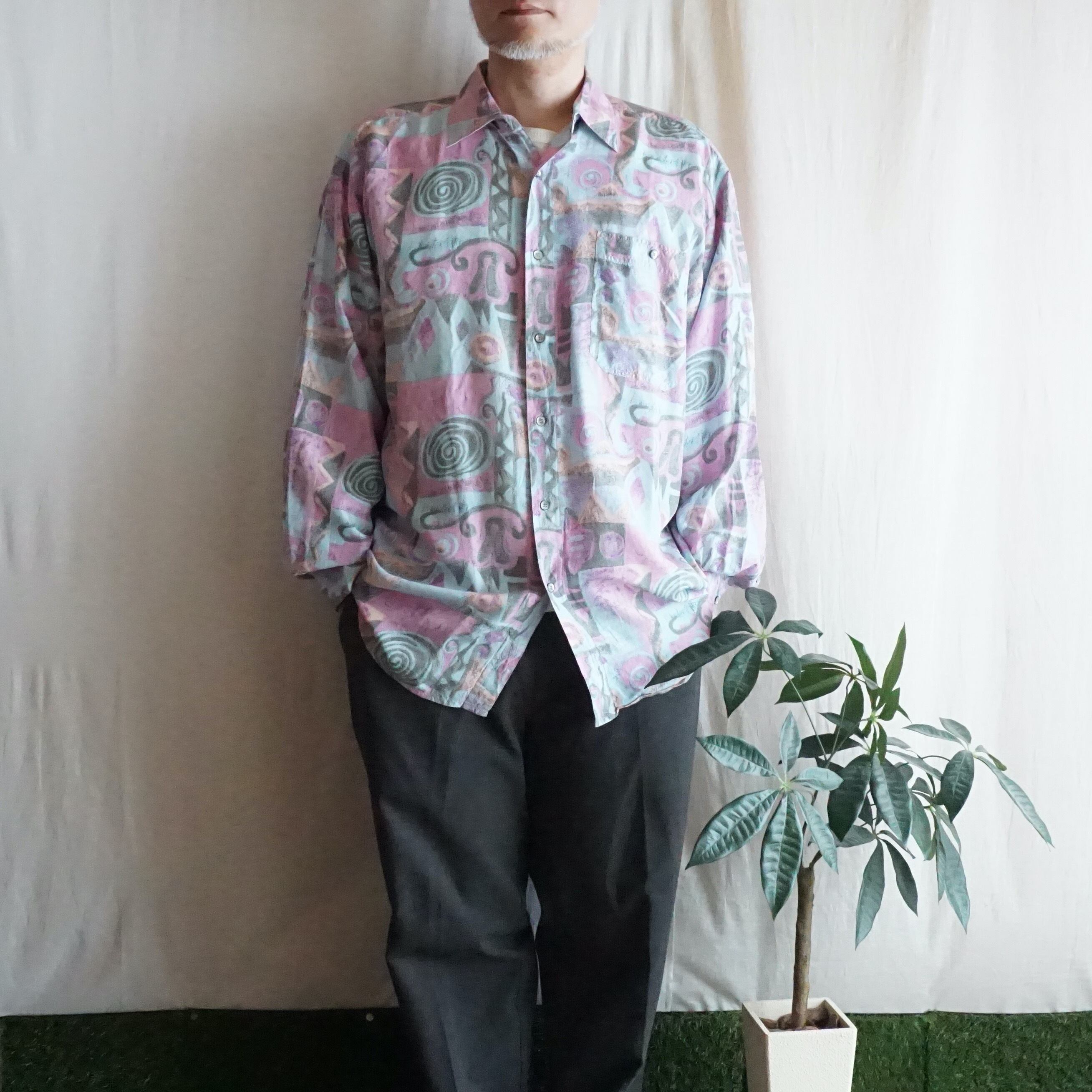 フランス 総柄シルクシャツ 90's France [C2790] | 古着屋ベルエキップ