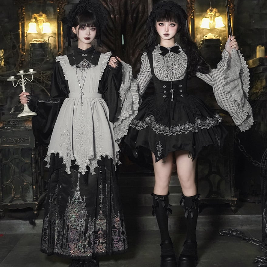 廃聖堂の祈り 姫袖ブラウス×ロングスカート ゴスロリ6点セット