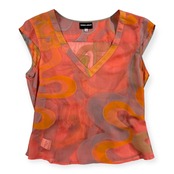 GIORGIO ARMANI ジョルジオアルマーニ 総柄 ノースリーブ シルク シースルー トップス サイズ 42/ピンク系