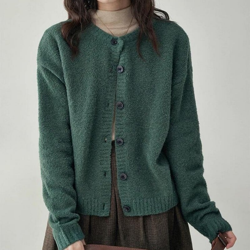 ラウンドネックシングルニットカーディガン M0673