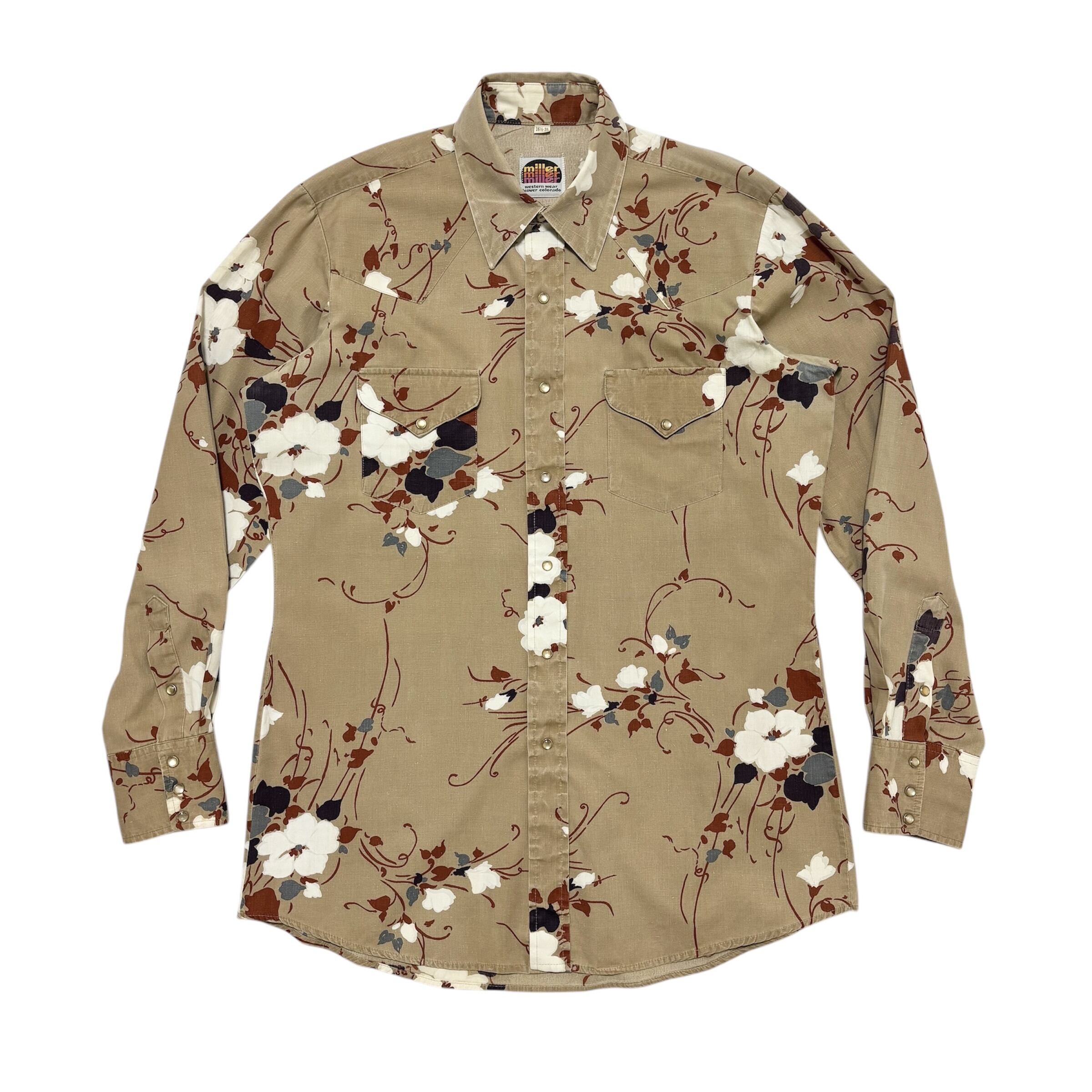 中古 ミラー miller ウエスタンシャツ 70s クリーニング済み ヴィンテージ 花柄 フラワー メンズL 16 1/2-35
