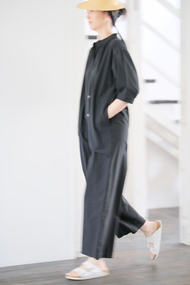 dress.57 harf sleeves tsunagi black organic cotton