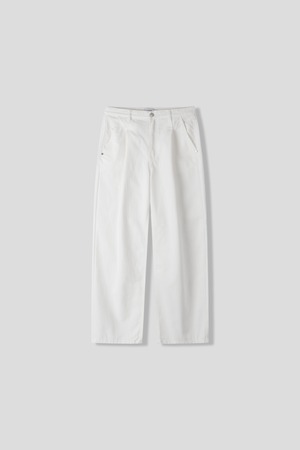Non-Fade Tuck Wide Jeans(White)