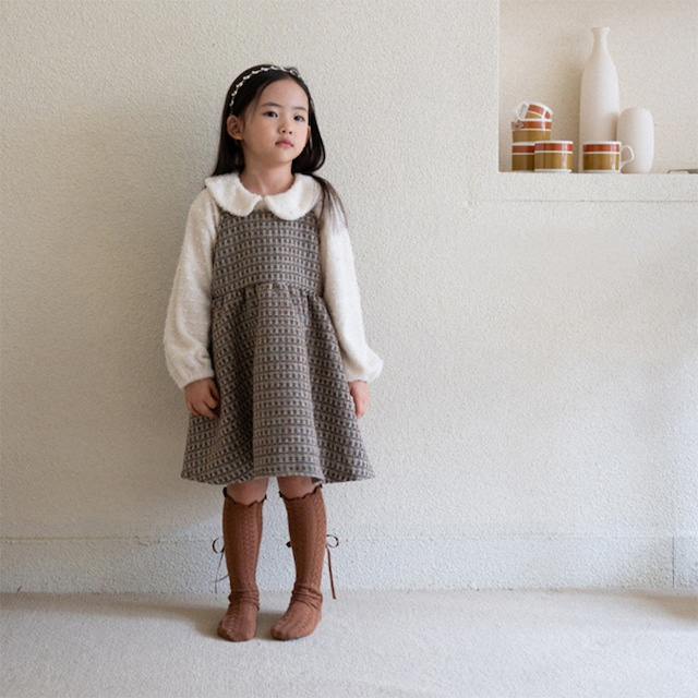 【BABY&KID】秋作Aラインチェック柄サロペットワンピース