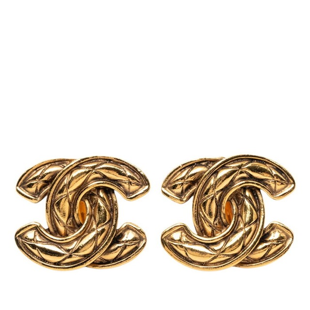 シャネル ココマーク マトラッセ イヤリング ゴールド メッキ レディース CHANEL 【中古】