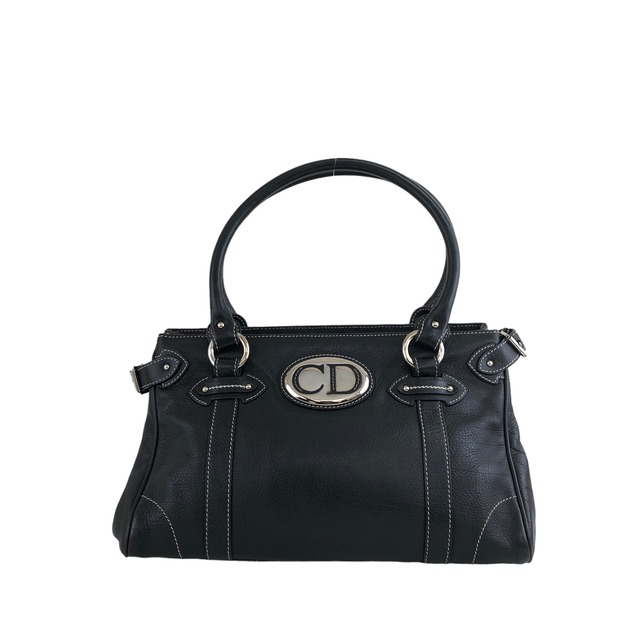 Christian Dior クリスチャン ディオール CDロゴ レザー ハンドバッグ ブラック vintage ヴィンテージ オールド skmydh