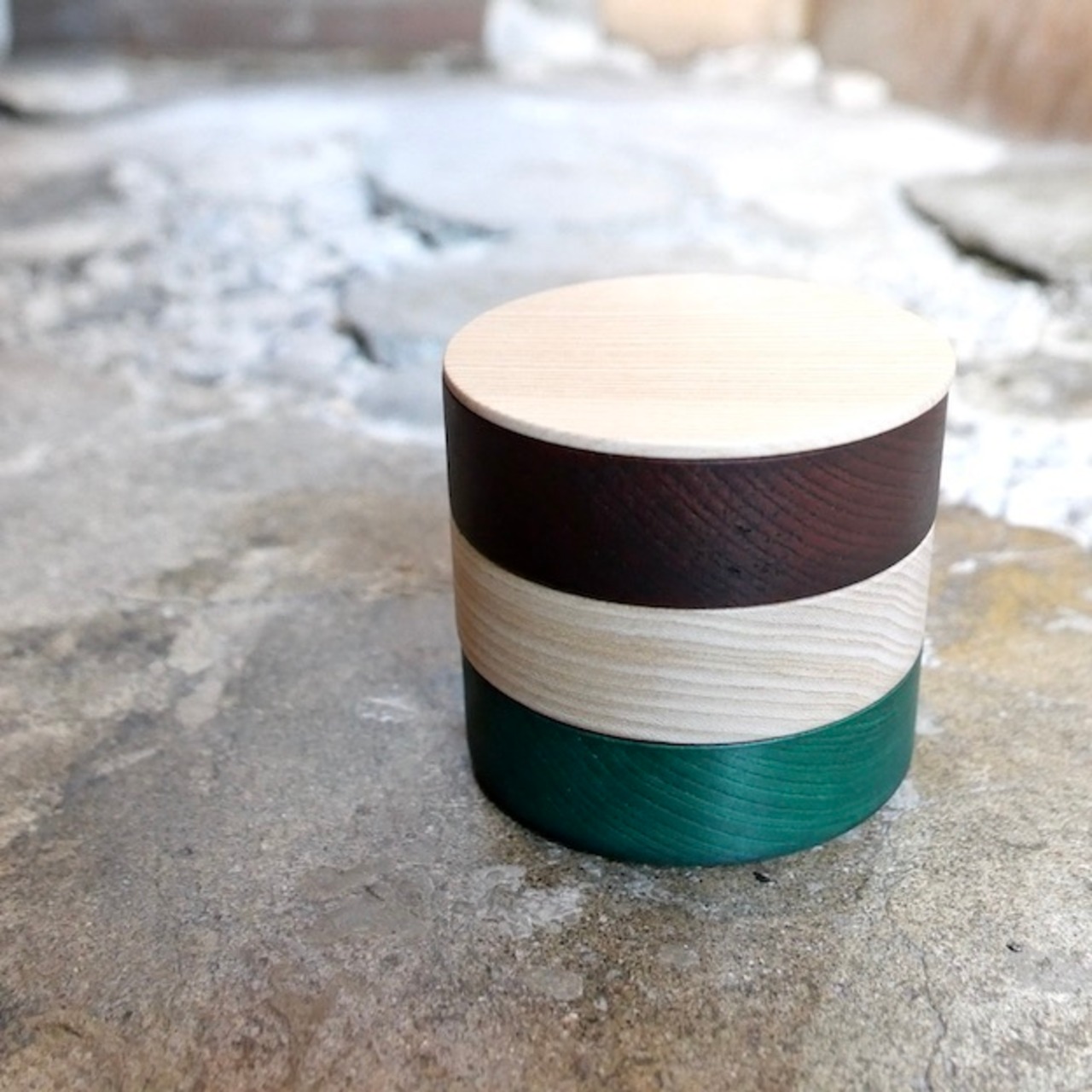 畑漆器 BORDER グリーン x ナチュラル x ブラウン A004