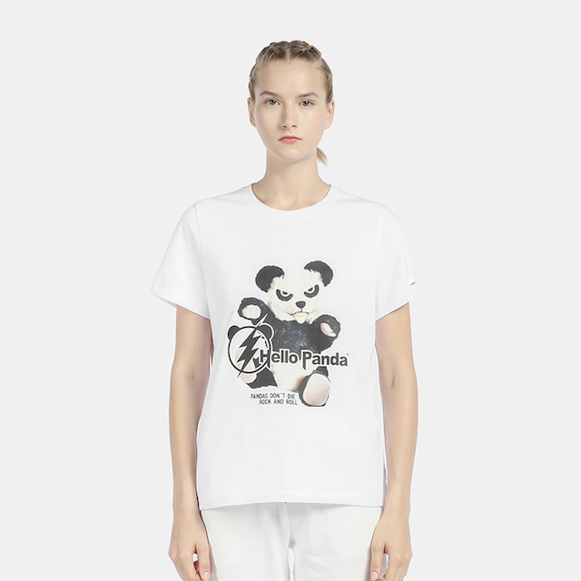 SALE【HIPANDA ハイパンダ】レディース Tシャツ WOMEN'S REAL PANDA PRINT SHORT SLEEVED T-SHIRT / WHITE・BLACK