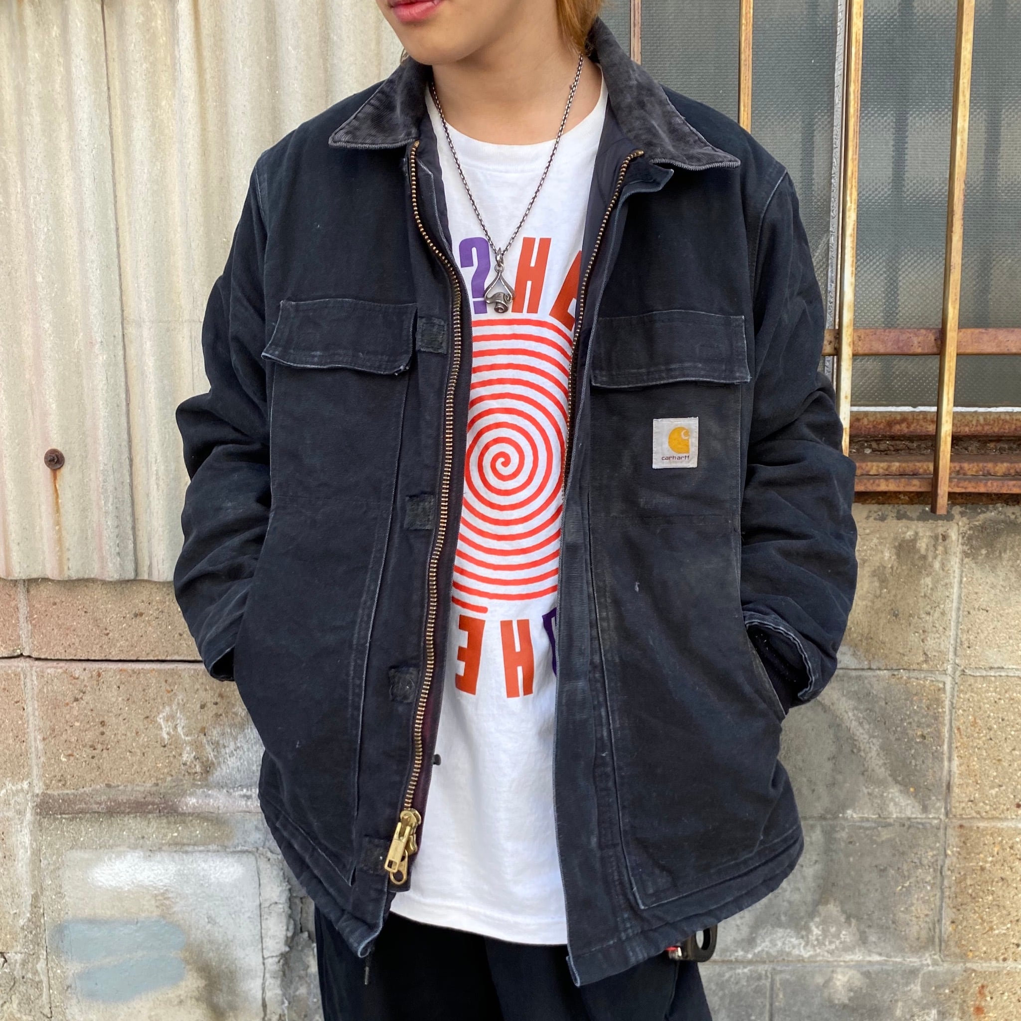 90s Carhartt ダックジャケット トラディショナルコート 深緑 古着