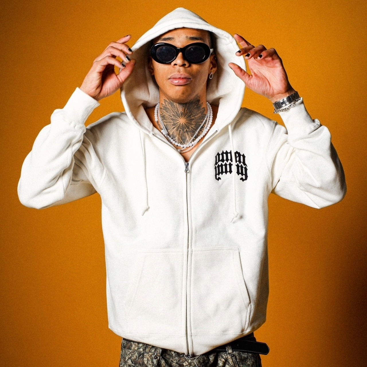 BLACK LETTER LOGO HEAVYWEIGHT ZIP HOODIE