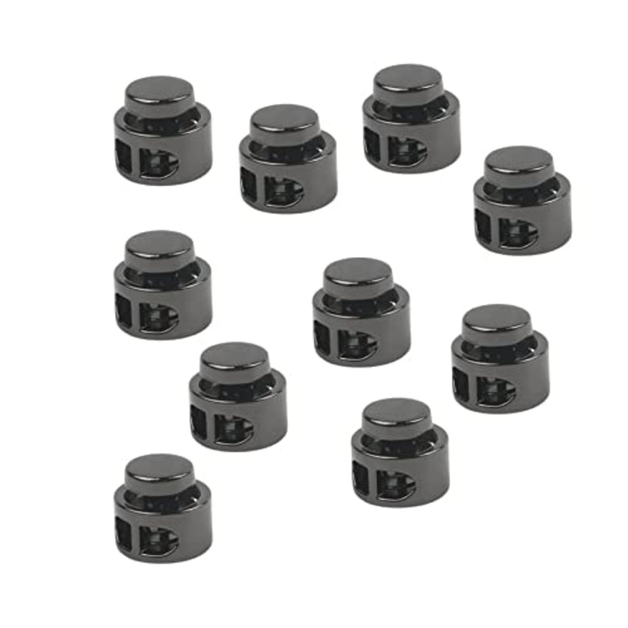 コードストッパー 合金 10個 コードロック スプリングコードストッパー紐孔穴径約4mm 紐止め 交換 補修用 衣類 パックのひも、ズボンの留め紐止め金具巾着袋/帽子スポーツウェア DIY アクセサリー パーツ 多用途 (ブラック)