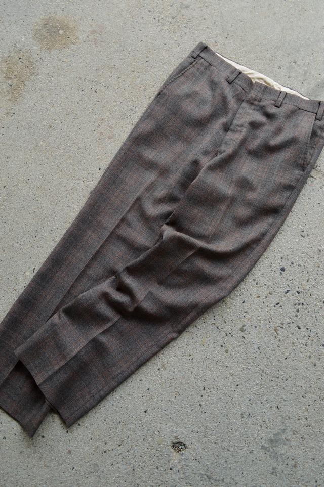 1970's Old Vintage Wool Flare Slacks Prince of Wales Check TALON ZiPPER オールドビンテージ 70s チェックウール フレアスラックス