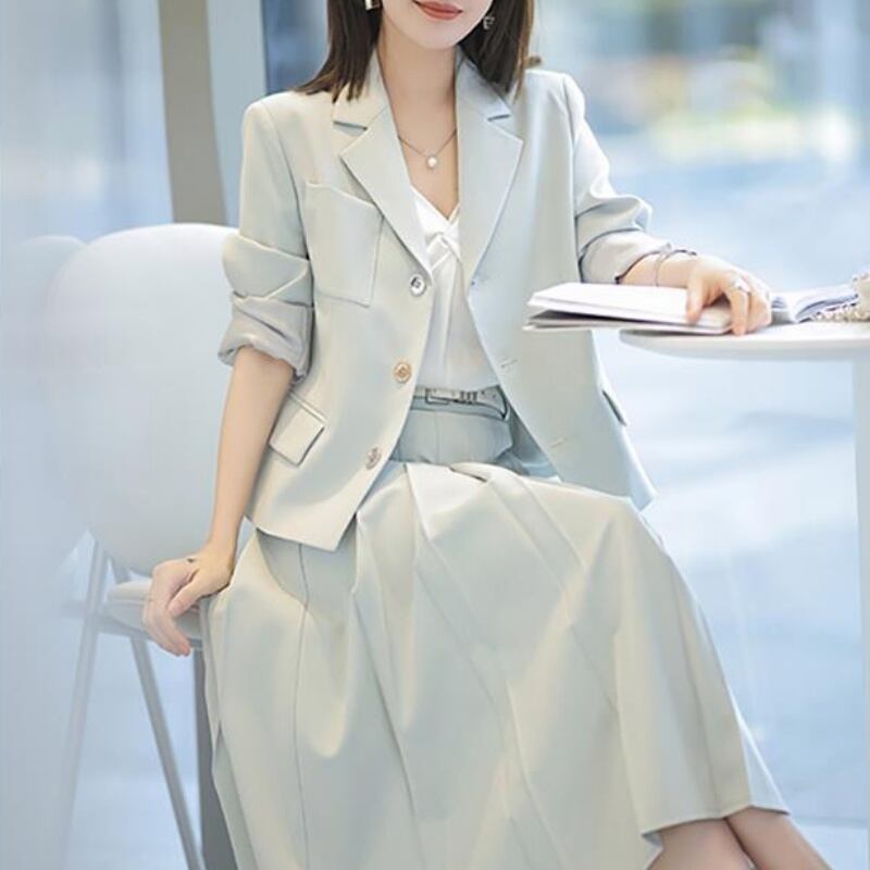 ライトブルーシングルボタンジャケット U0339