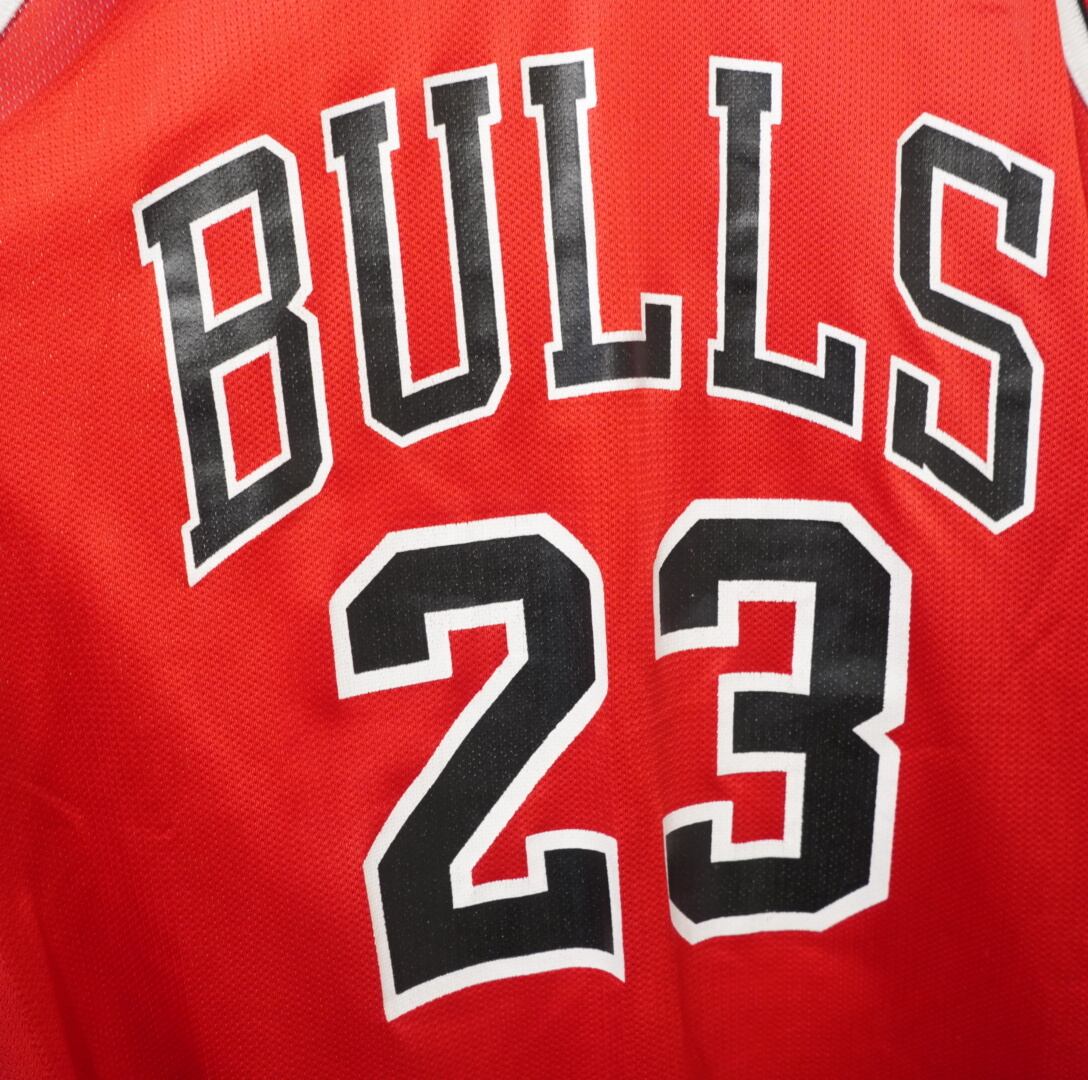 90s usa製 champion CHICAGO BULLS タンクトップ 40/赤 ゲームシャツ 