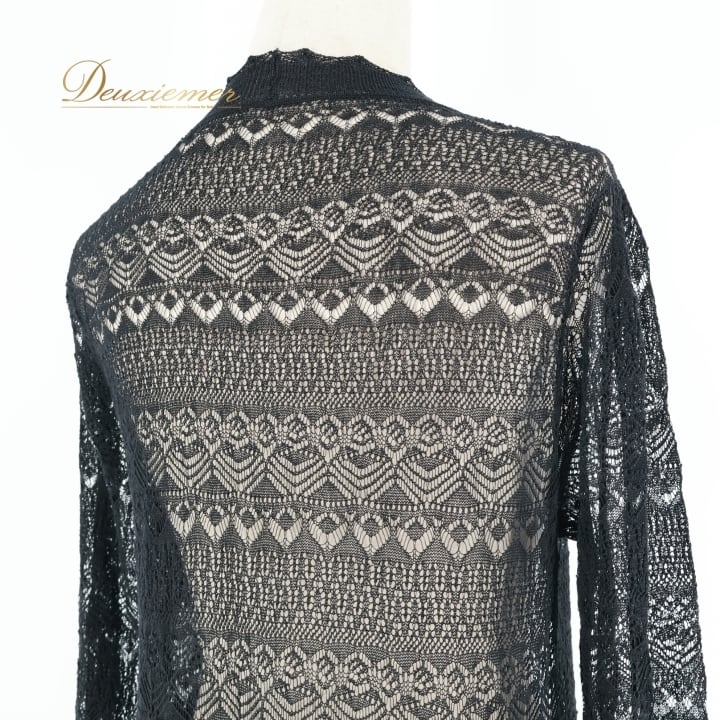 トクコプルミエヴォルレースチュニックカーディガン黒 トクコプルミエヴォルレースチュニックカーディガン黒