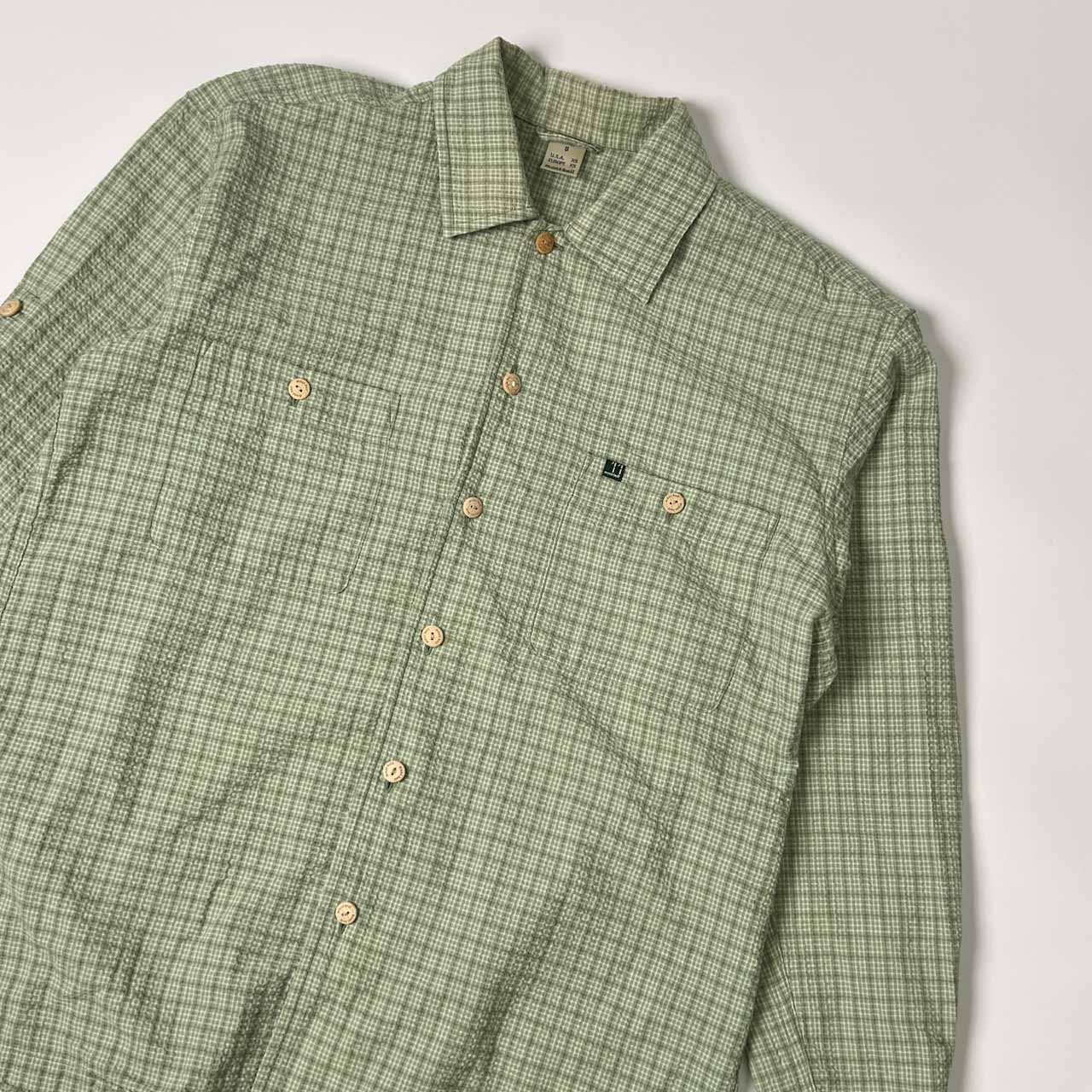 mont-bell モンベル チェック シアサッカー 長袖シャツ S/グリーン メンズ アウトドア