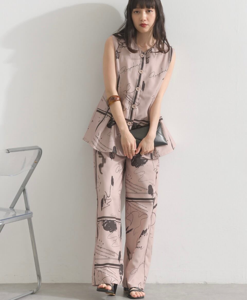 アート柄プリントパンツ / 3color