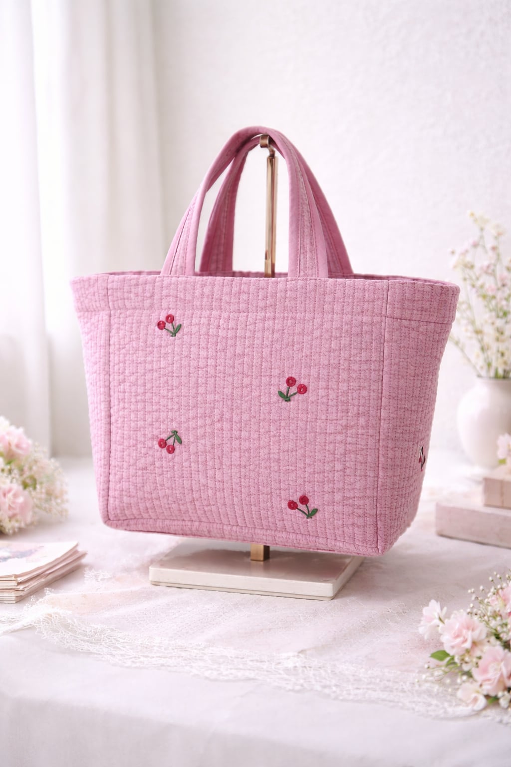 No.08［Sサイズ］さくらんぼヌビバック(さくらんぼ柄刺繍) | Bliss