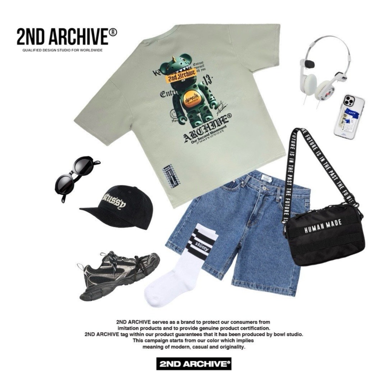 2ND017 2NDARCHIVE Tシャツ 韓国ファッション オーバーサイズ ユニセックス