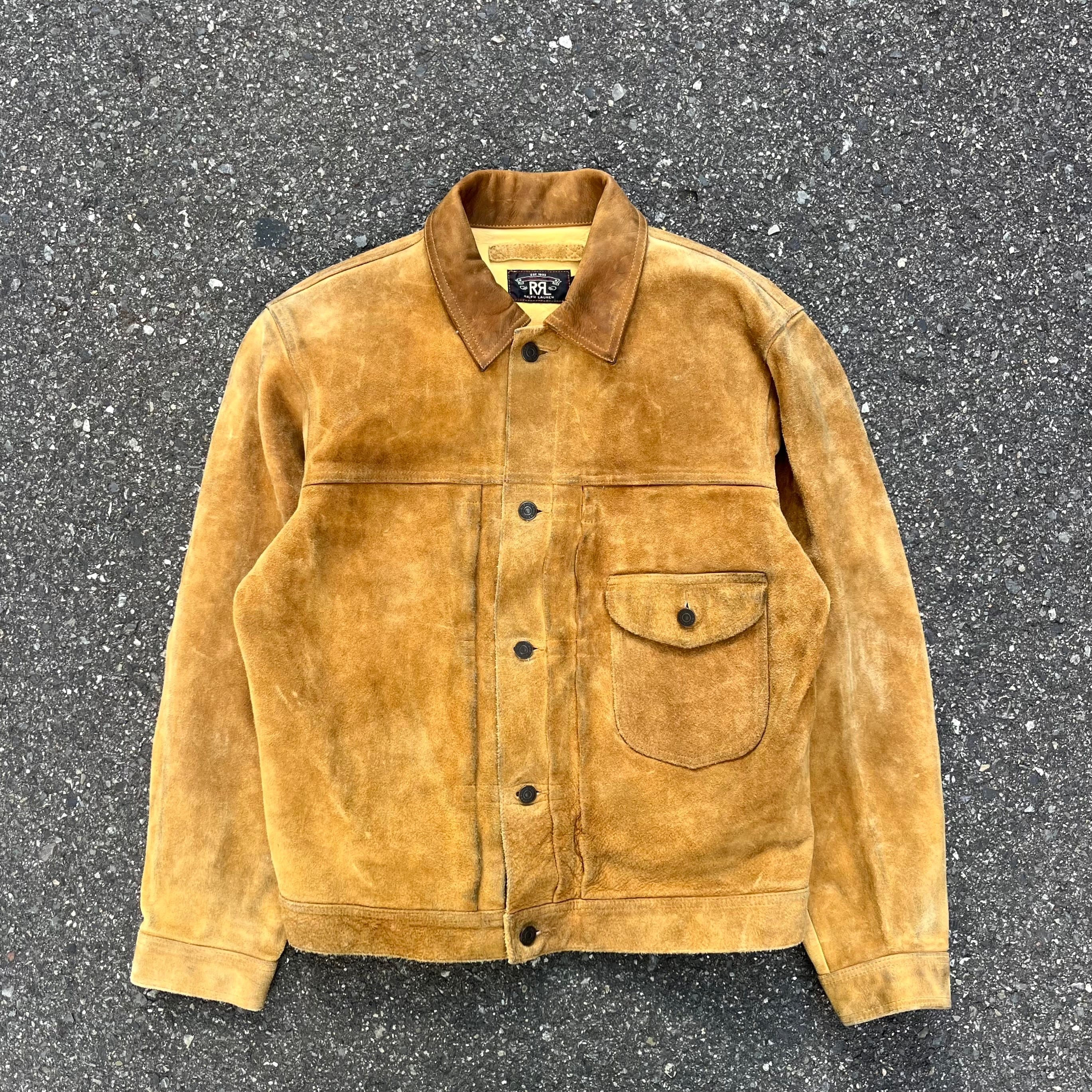 14AW RRL Cow Leather Suede Trucker Jacket "1st type"
