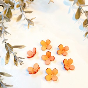 【アウトレット3D立体レザーフラワー】カランコエ(ピン無しタイプ）7個入(オレンジ)