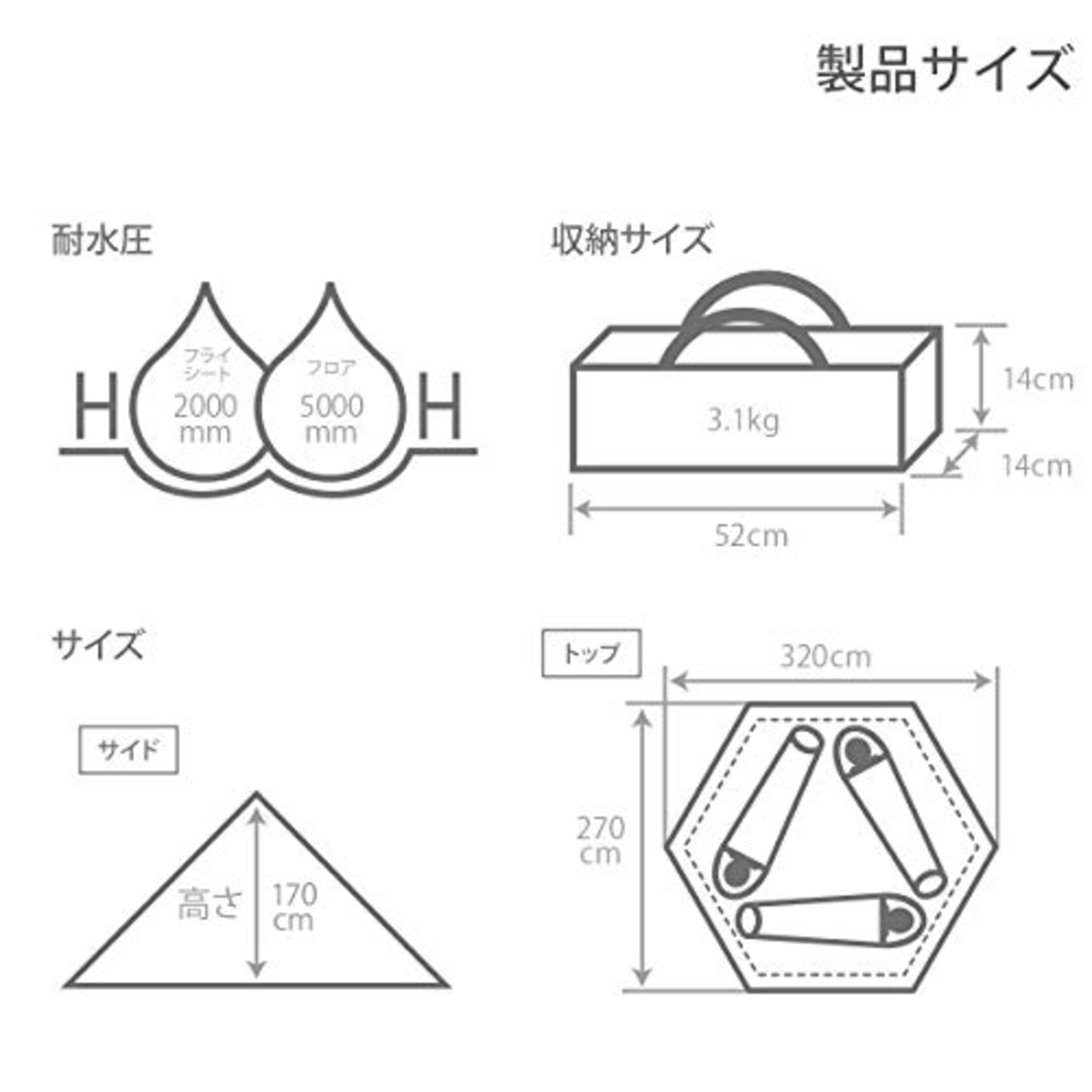 DOD(ディーオーディー) ワンポールテントS 3人用 【収納コンパクト&かんたん設営】 T3-44-TN