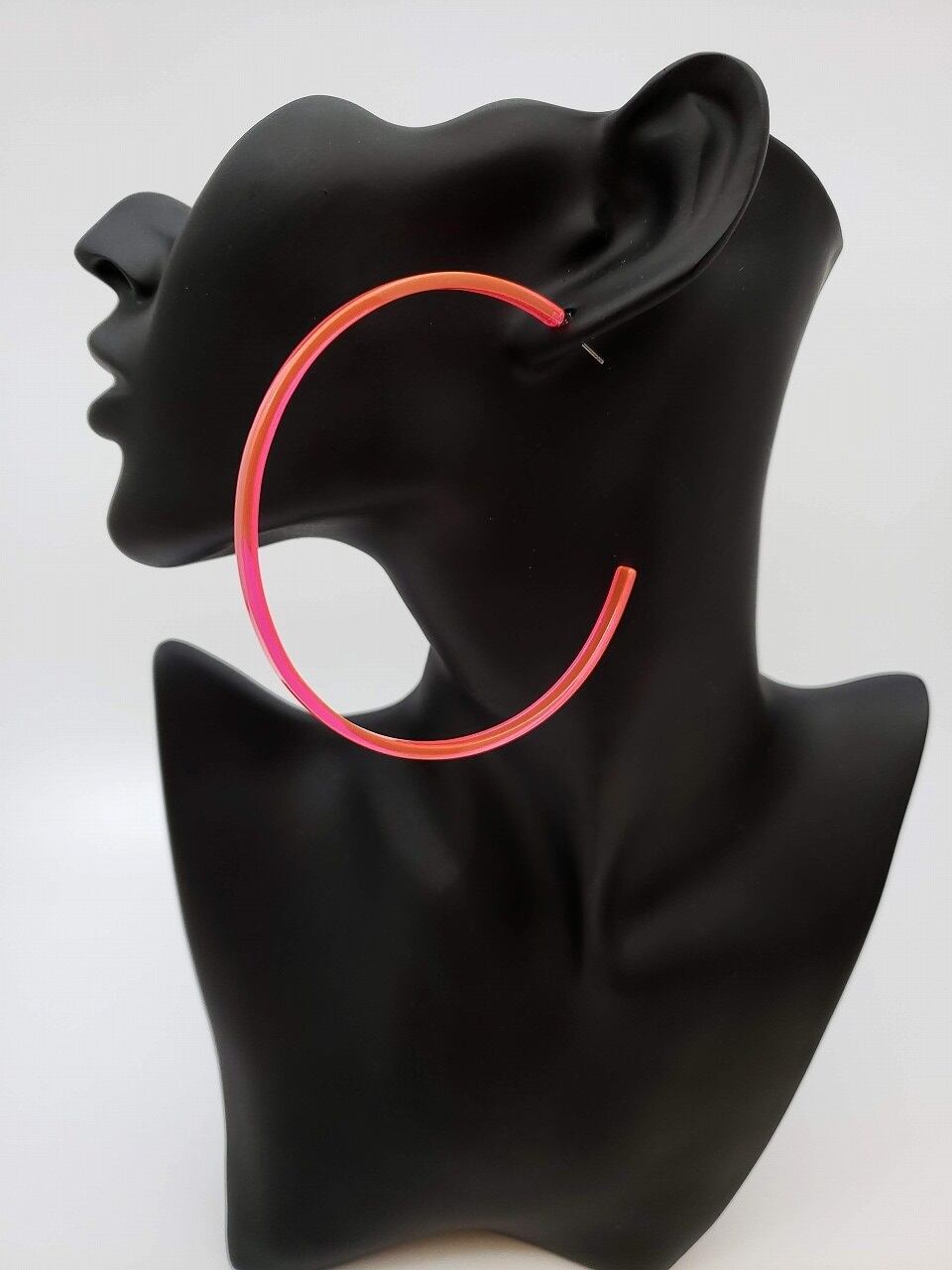 クリアフープピアス-L ピンク 蛍光 ネオンカラー ダンス クラブ イベント フェス 目立つ カラフル 軽い