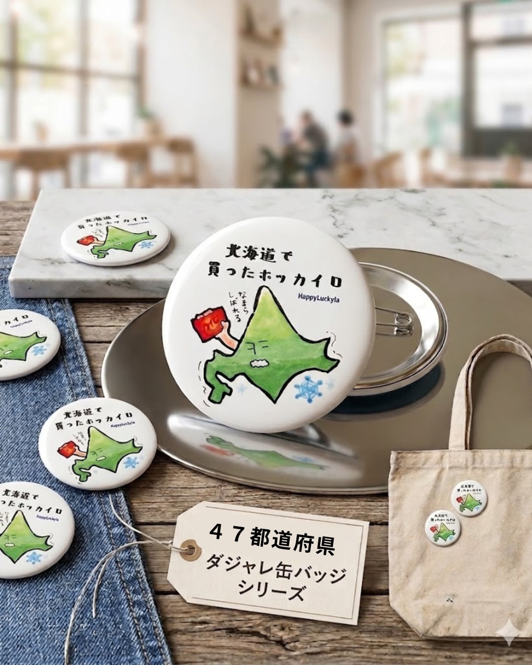 ダジャレ缶バッジ［都道府県シリーズ］単品 全47種 | HappyLuckyla