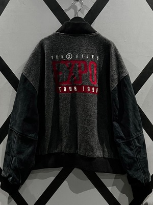 【X VINTAGE】 "THE X FILES" Leather Swiching Loose Stadium Jacket