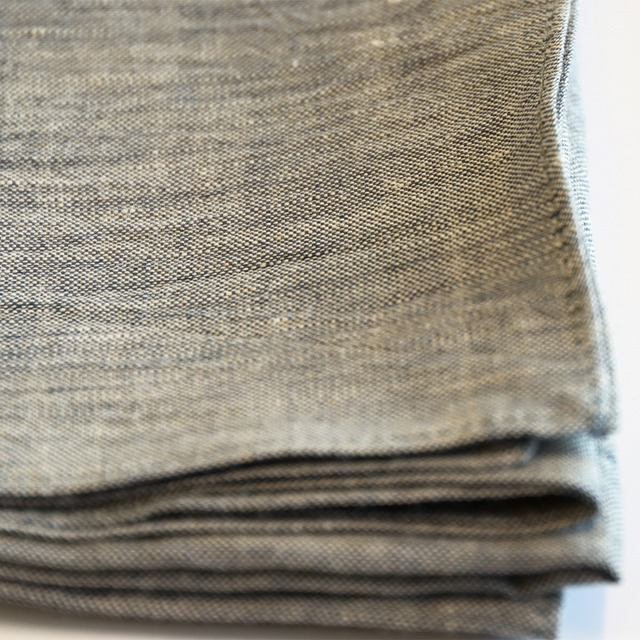 Omi-Jofu 【グレーネイビー】リネンはんかち