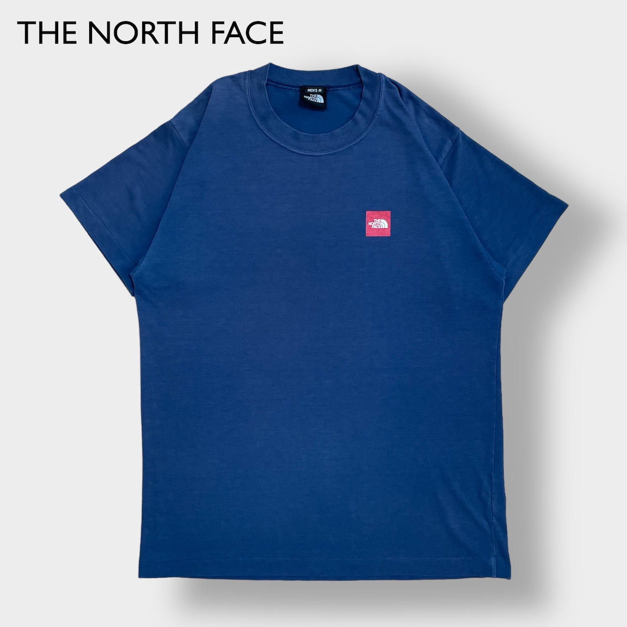 【THE NORTH FACE】90s 日本製 ボックスロゴ プリント Tシャツ シングルステッチ バッグロゴ ハーフドーム M ネイビー アウトドア ノースフェイス 半袖 夏物 US古着