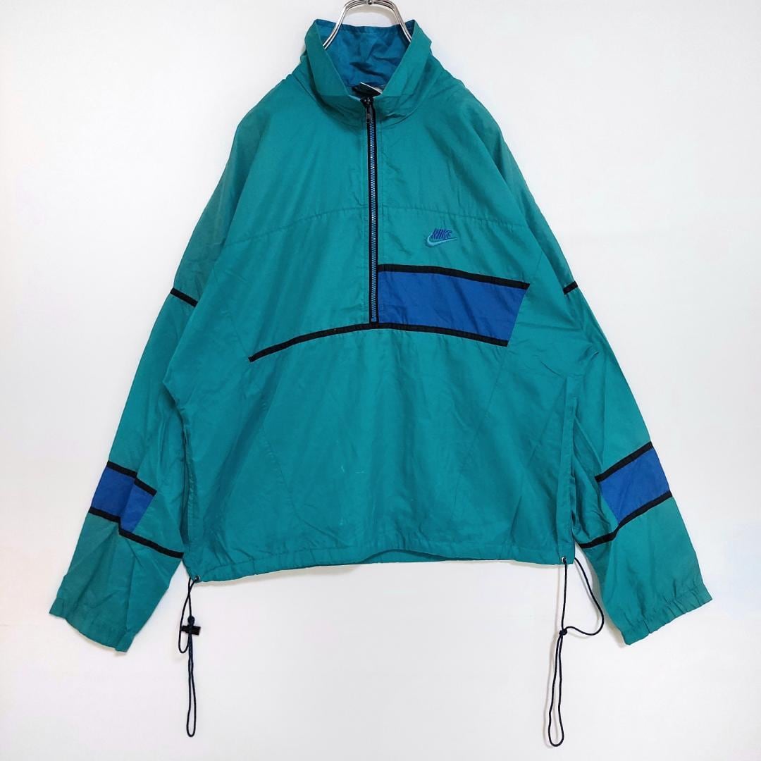 90s NIKE ナイキ ロゴ刺繍ナイロンジャケット M グリーン 緑 ブルー | fuufu powered by BASE
