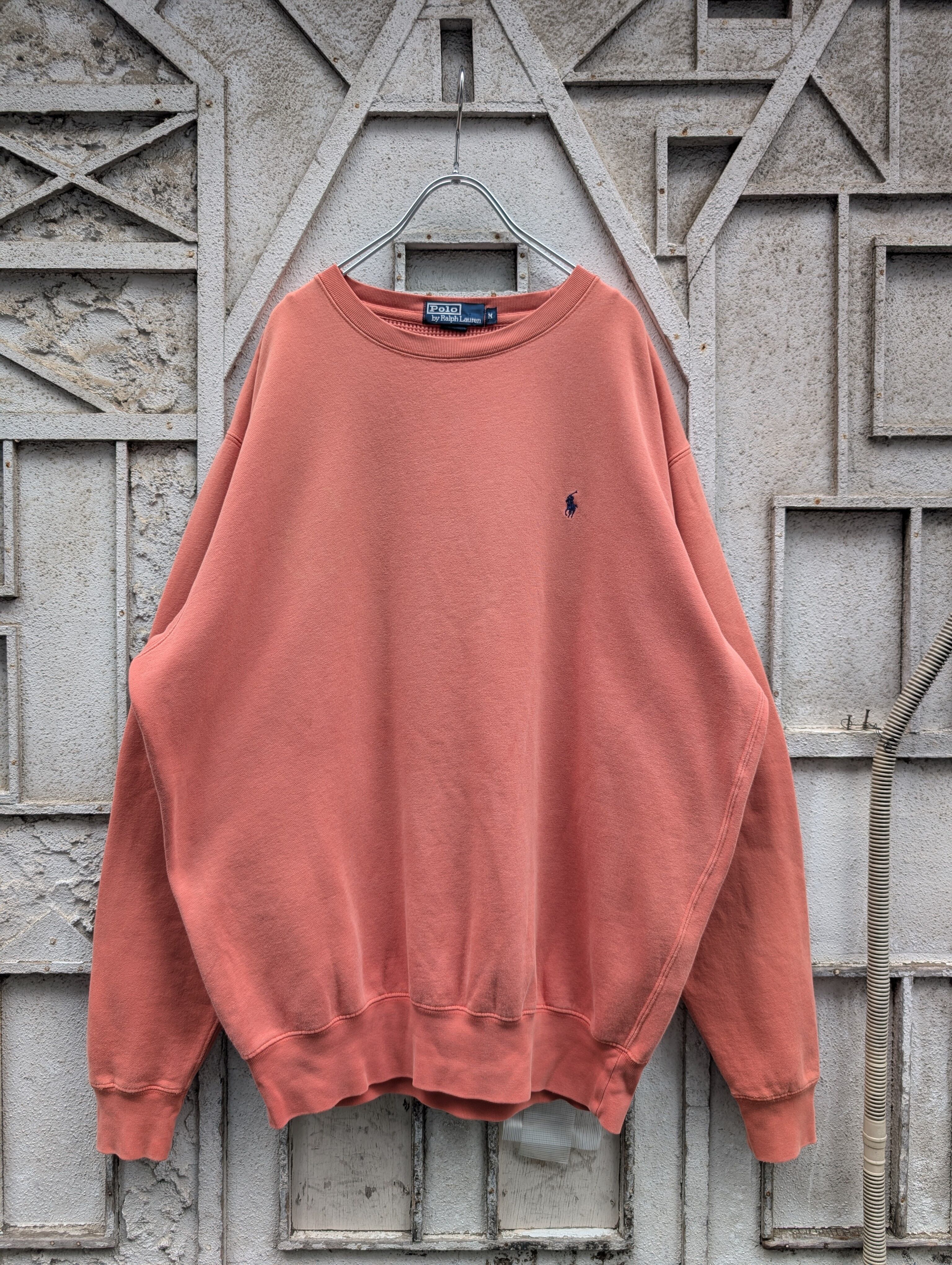 "RALPH LAUREN" salmon pink logo embroidery sweat