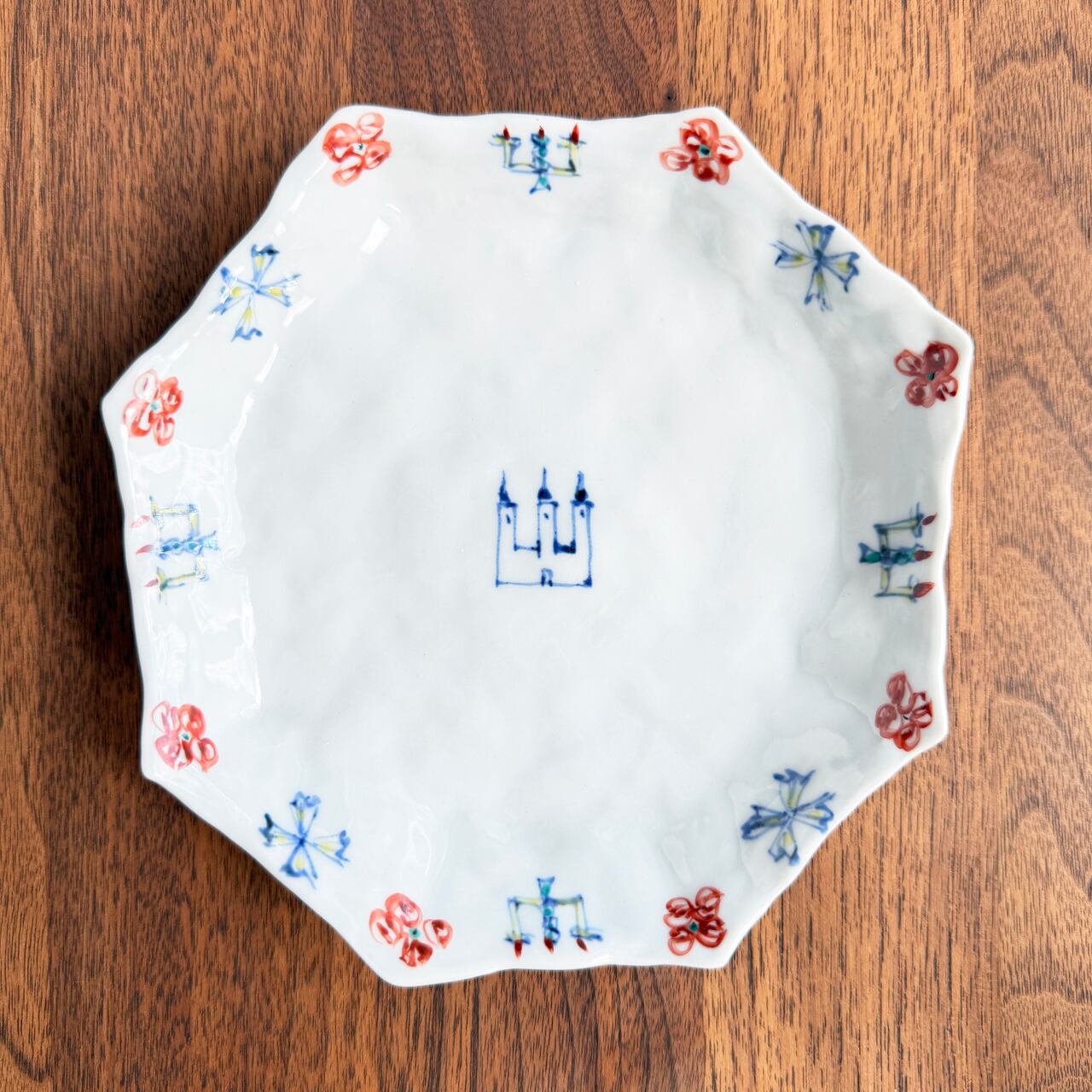 松尾貞一郎作 八角取り皿 約15cm|お城図|取り皿・菓子皿・一品皿に 貞土窯・有田