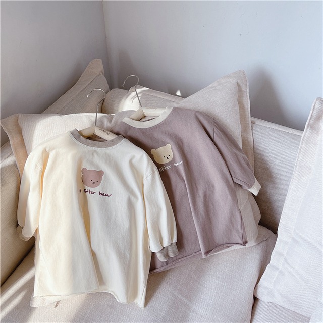 【即納】a litter bearくまちゃんロゴ長袖トップス