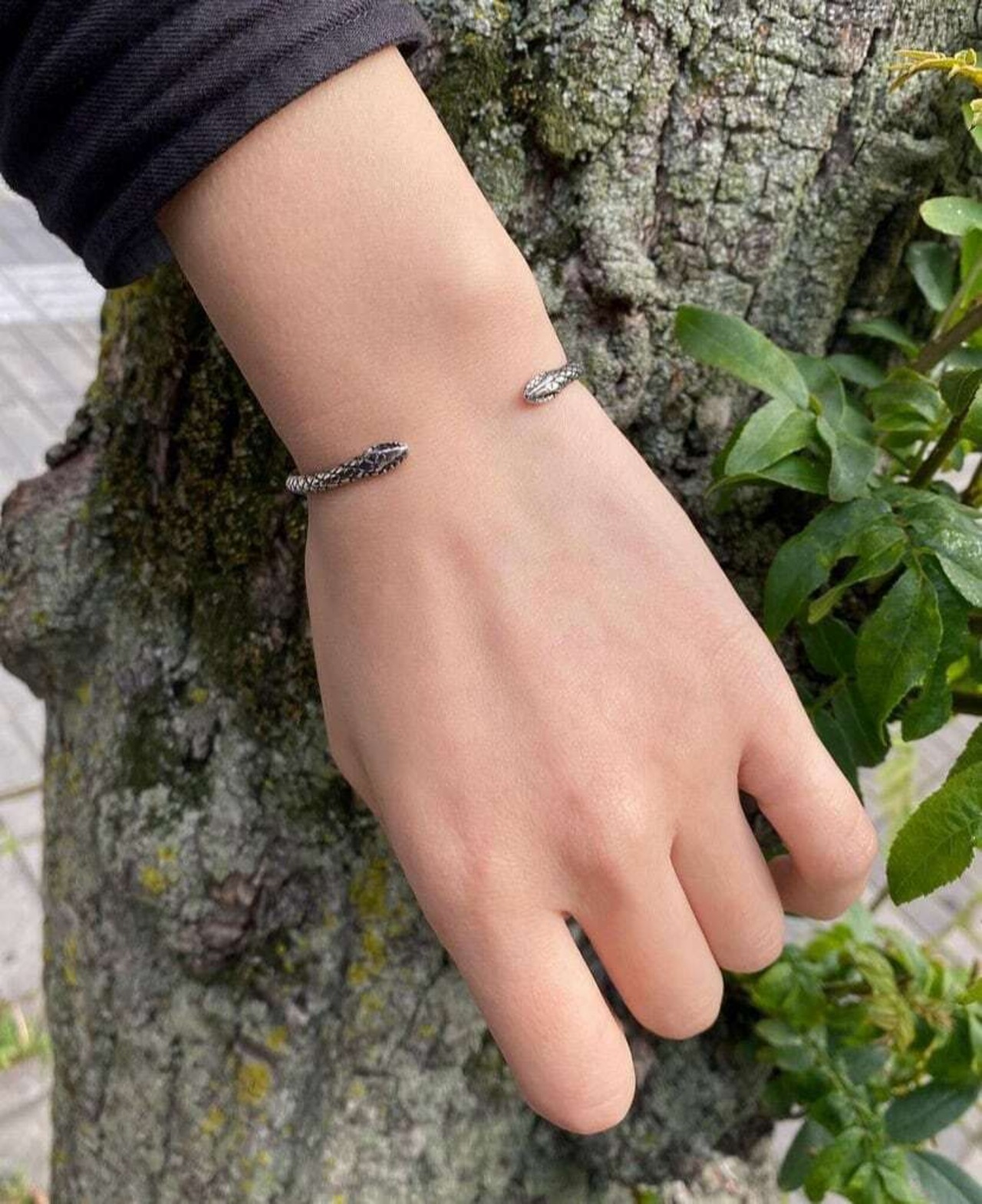 TWO HEADED SNAKE BANGLE BRACELET with DIAMONDS / スネークバングルダイヤモンドアイズ